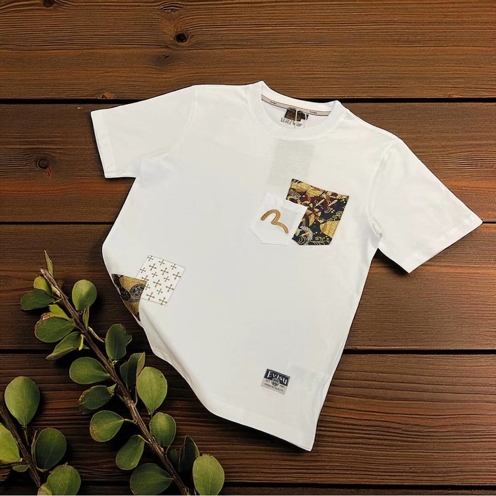 Evisu White Short Sleeve Tee Classic Cotton Shirt